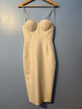 MISHA COLLECTION Cream Textured Bustier Midi Dress